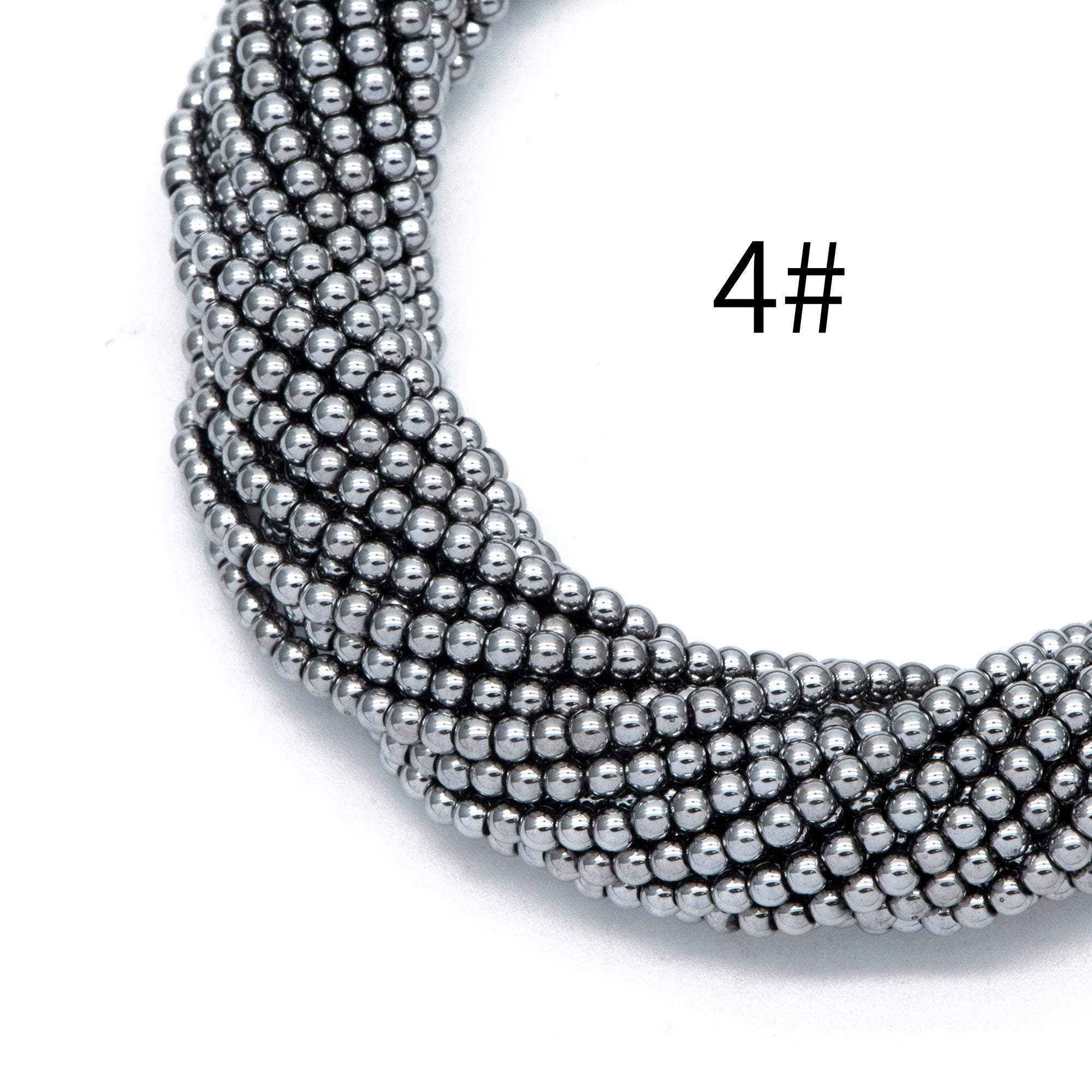 175pcs Smooth Round Glass beads 2mm, Metallic Color beads, 14" Strand (GM-038)